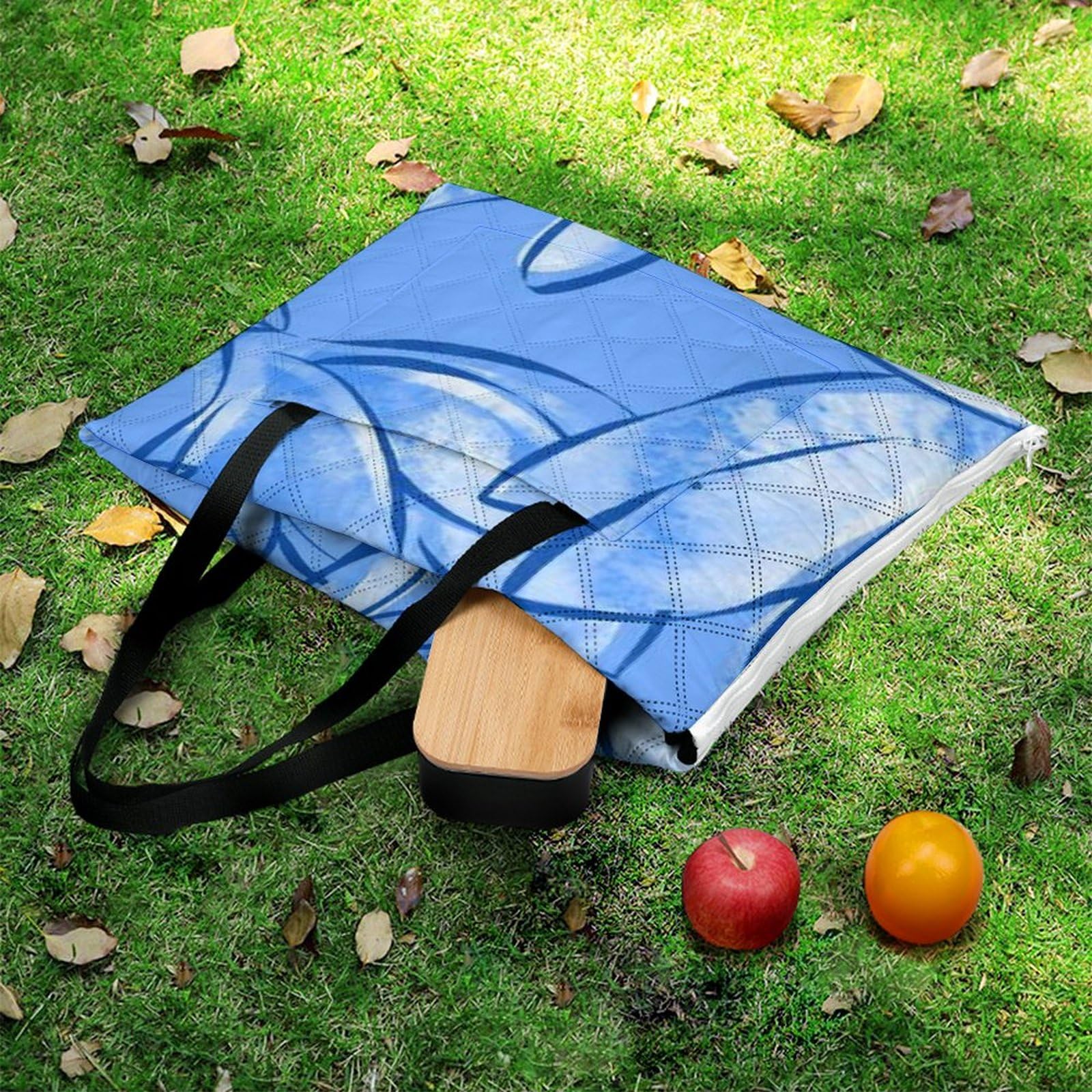 Watercolor Fleurs Blue Couverture Pique Nique Tapis De Plage Anti Sable Matelas De Plage Tapis Picnic pour Camping, Parc, Jardin 200x200cm