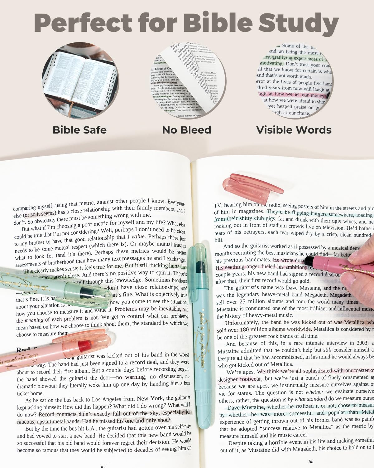 WEMATE Bible Highlighters No Bleed, 9PCS Assorted Colors Gel Highlighters Set - Image 3