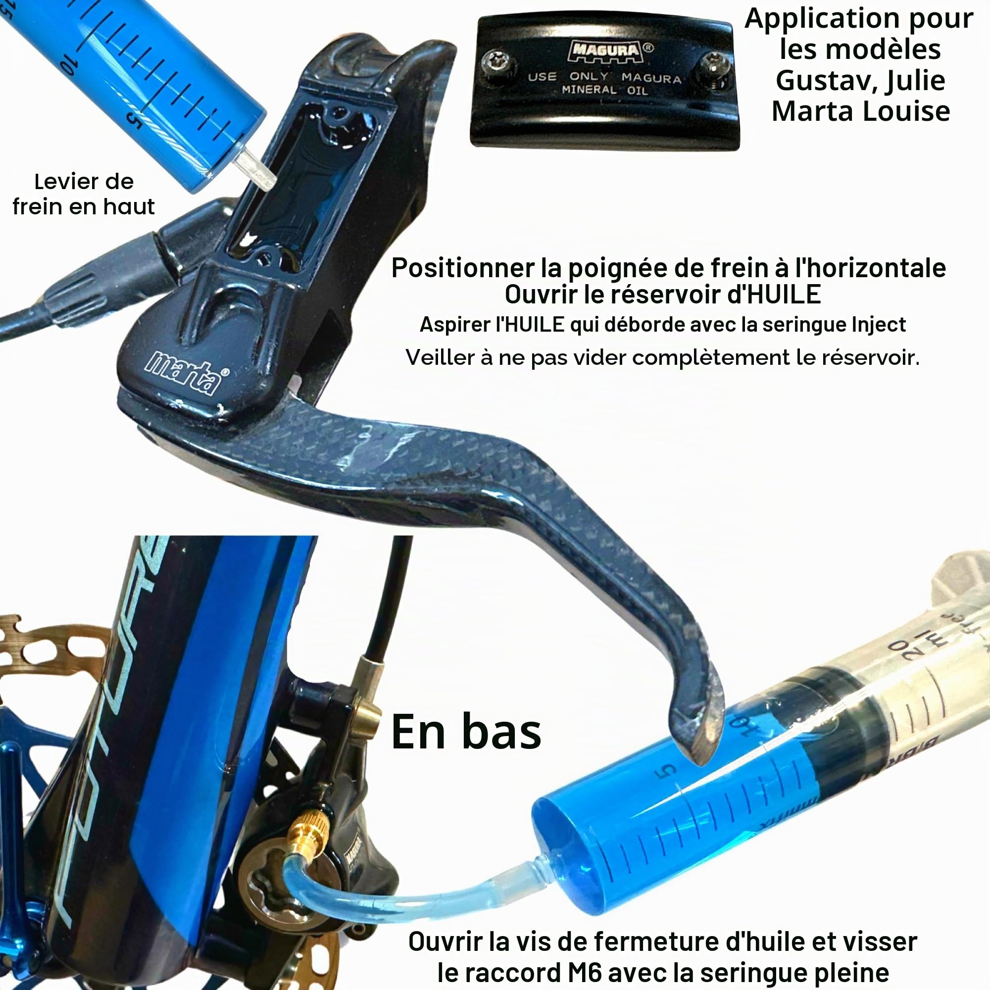 Huile minérale Magura Royal Blood 100 ML + kit d'entretien F26 | Kit de purge de freins à disque hydrauliques pour freins sur jante Mt 2 4 5 6 7 8 HS11 Hs22 HS33