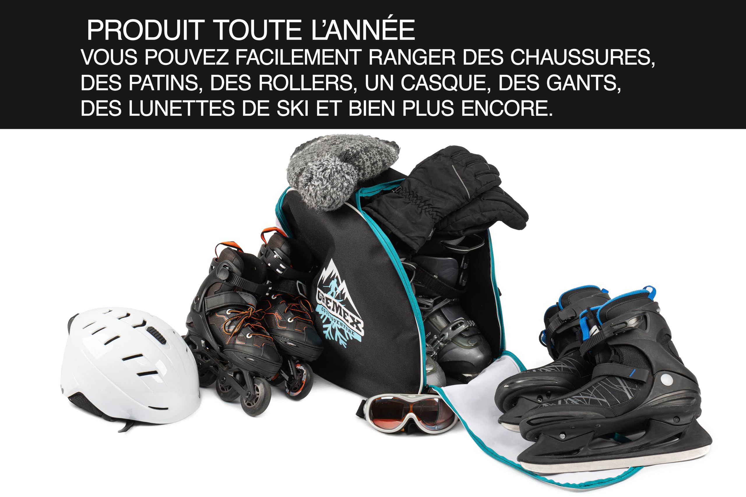 Skischuhtasche mit Helm - Wasserfestem Skischuhtasche mit Helmfach - Tasche für Skischuhe und Helm - Titan-Nähte Skischuh Rucksack mit Helmfach - Widerstandsfähig Tasche Skischuhe mit Helm