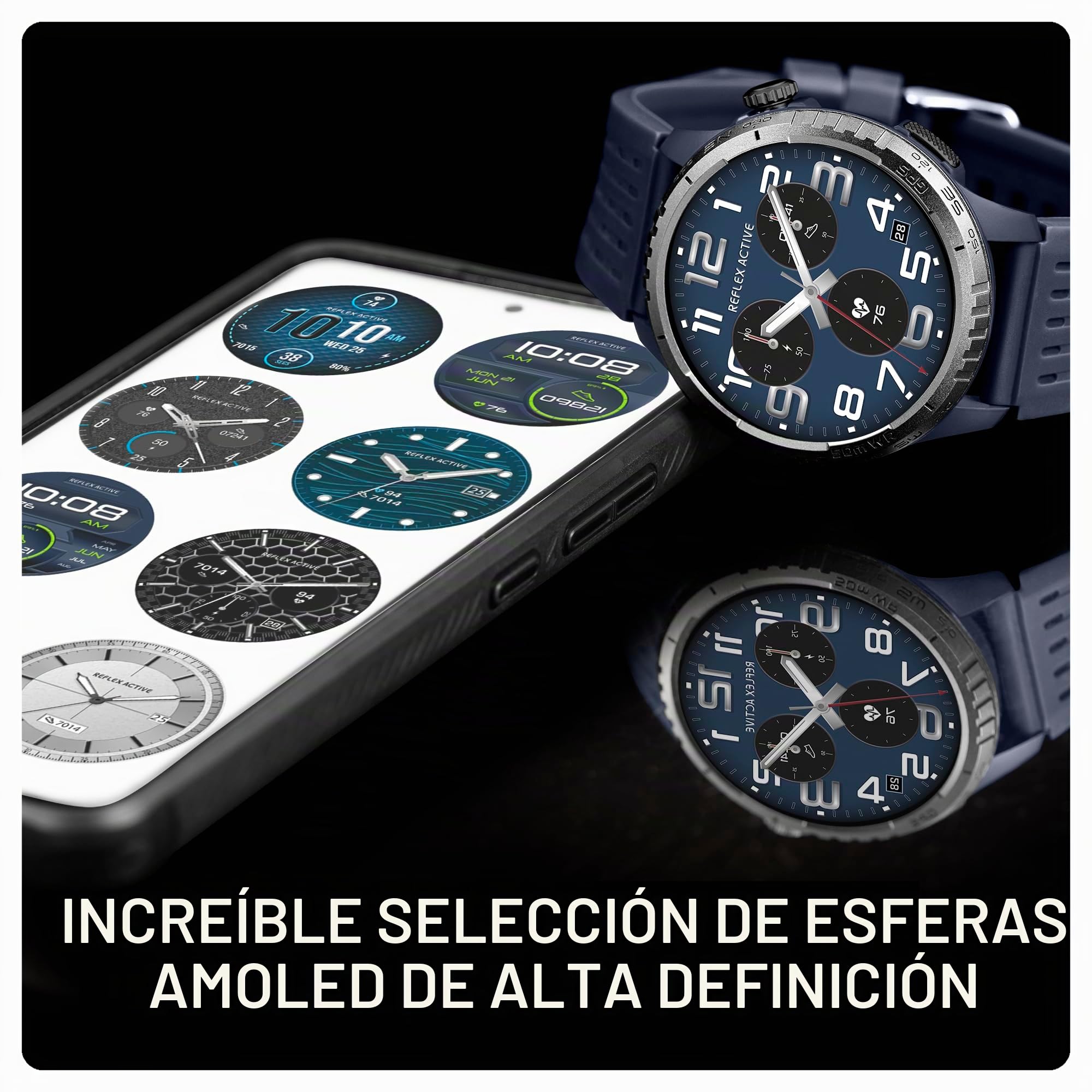 Reflex Active Sea Venture - Reloj Inteligente AMOLED GPS con Correa Azul, 50 m