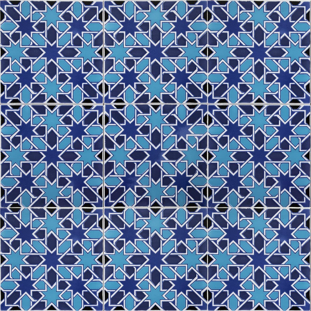 Cerames Azulejos de Cerámica Marroquí Casablanca - Azulejos de mosaico Marroquí para baño, cocina, sala de estar, ducha, debajo de las escaleras | Azulejos marroquíes en estilo oriental 20x20 cm