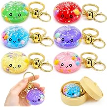 6PCS Kawaii Fidget Keychain Toy,1.77in Acrylic Flow Bun Crisp Bell Sound