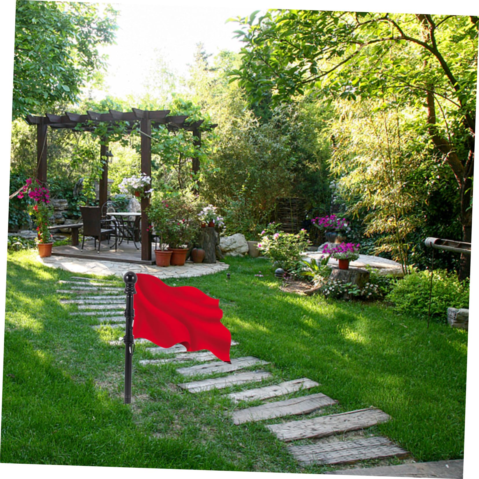 Supporto Bandiera Rotante Nero in Acciaio Inox e Lega | Base e Anelli Inclusi, per Giardino e Esposizione Bandiera, Design Creativo, Facile da Riporre
