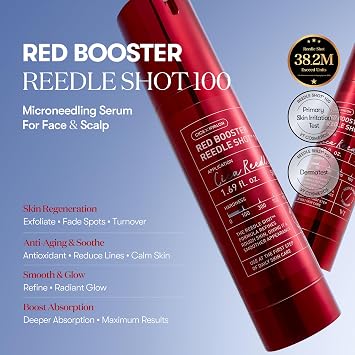 VT COSMETICS Red Booster Reedle Shot 100 Microneedling Serum with Dragon Blood, 50 ml, for Irritated and Sun-Strained Skin