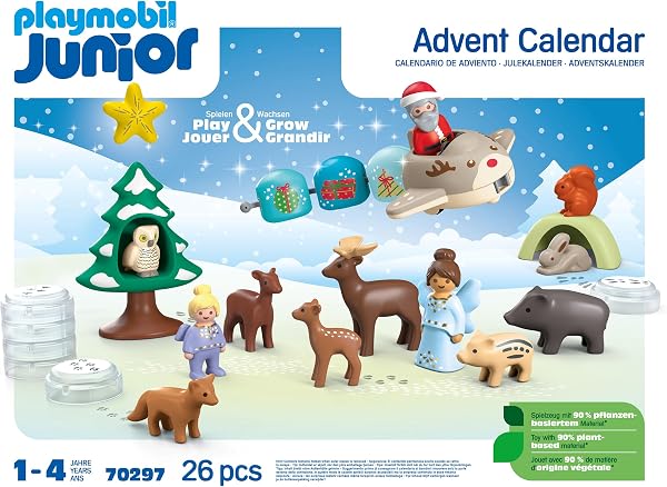 PLAYMOBIL JUNIOR | nachhaltiger Adventskalender für Kinder ab 1 Jahr | Schneeweihnacht | aus über 90% biobasiertem Kunststoff für sicheres Spielen | 70297 - 4
