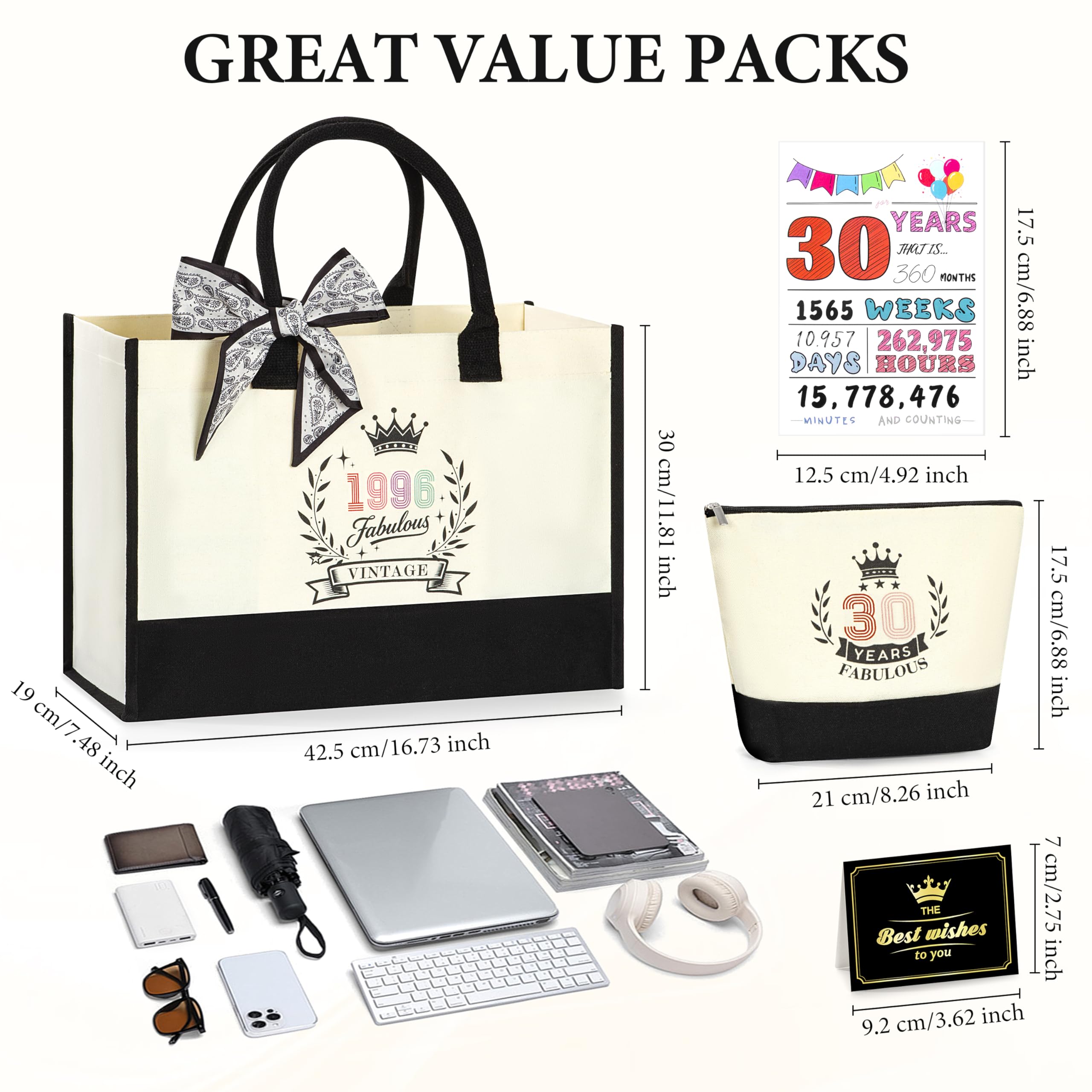 BuyCard 50° compleanno donna, set di tela con borsa per la spesa e beauty case, design retrò 1976, biglietto di auguri incluso
