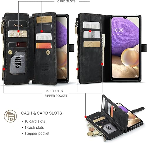 Miniatura 3 de BalleenE Funda con tapa para Samsung A32 5G funda protectora de piel sintética a prueba de golpes con ranuras para tarjetas para Samsung Galaxy A32