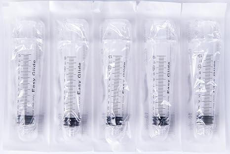 Easy Glide 10ml Luer Lock Sealed Sterile Syringes (5-Pack) - No Needle Included