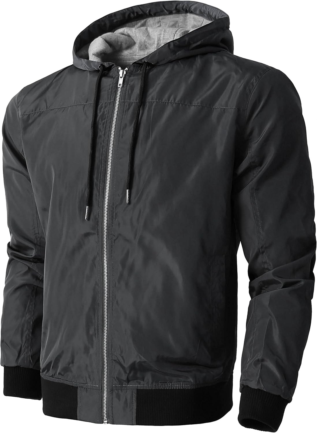 Hat and Beyond Mens Windbreaker Lightweight Two Tone Hooded Slim Fit Jacket