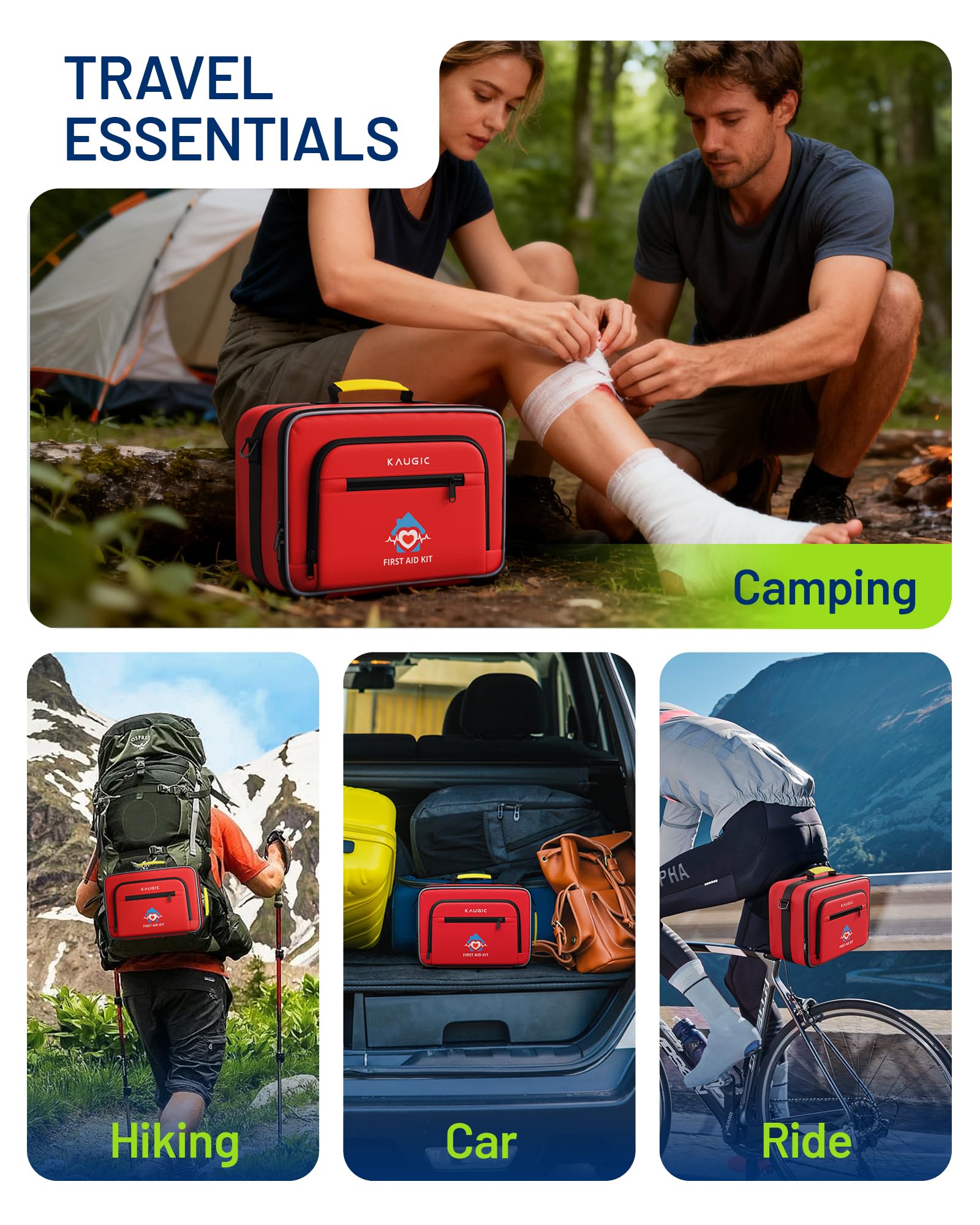 KAUGIC 500PCS First Aid Kit for Travel, Camping, Home — Amazon image 8