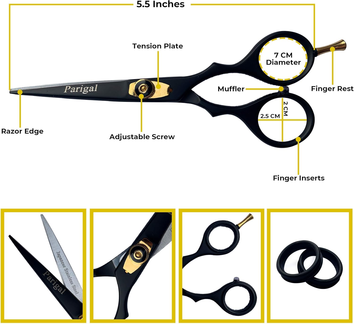 Hair Cutting Scissors Professional Hair Shears 5.5" - Razor Edged Durable Hair Cutting Tools - Handcrafted Barber Scissors in Japanese Stainless Steel - Scissors for Hair Cutting Men & Women : Beauty & Personal Care