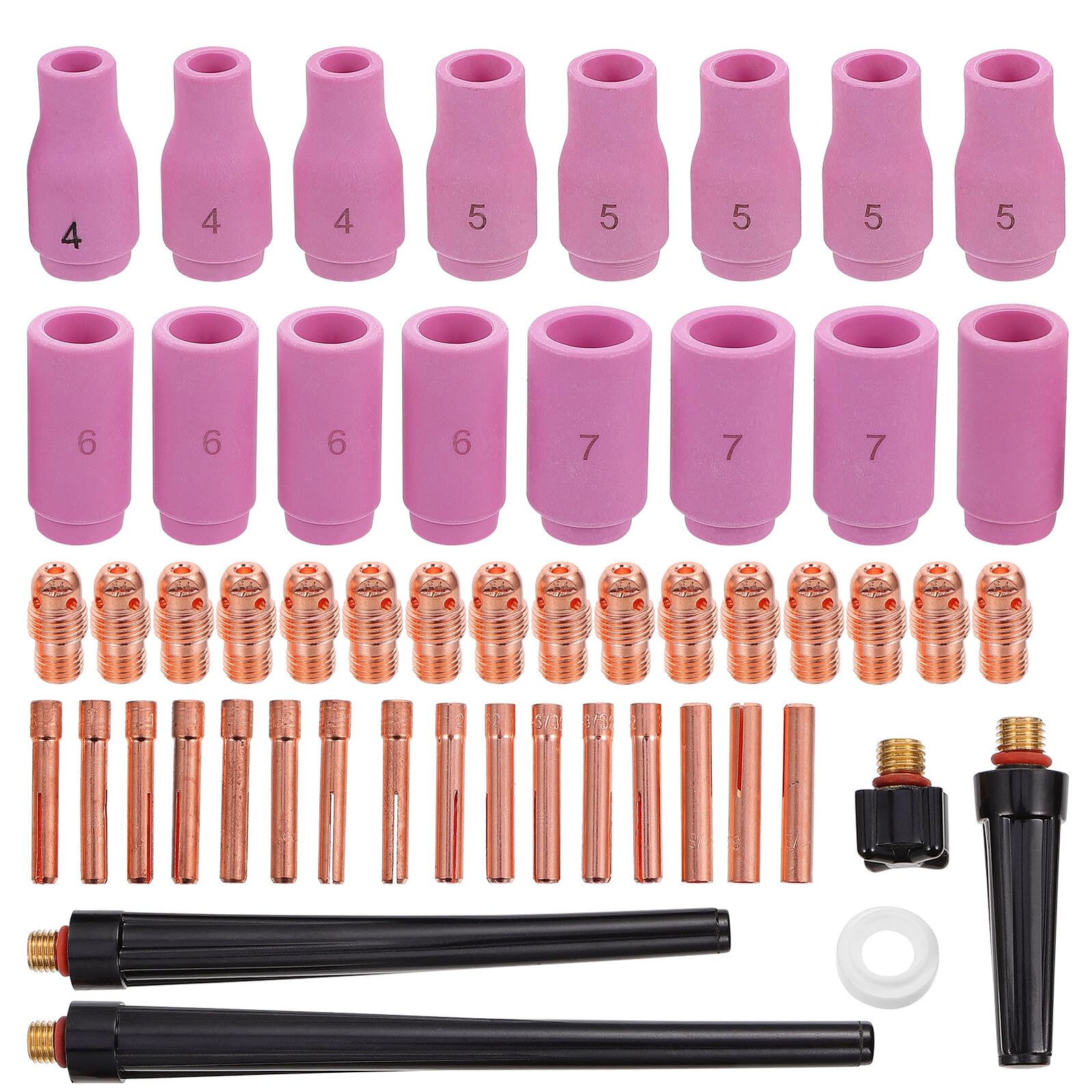 Set 53 Pezzi Ugelli Protettivi in Ceramica per Torcia di Saldatura Wp9/20/25 Clip per Parti di Saldatura ad di Argon Accessori Professionali Risparmio Gas