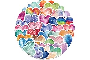 50 Pieces Heart-Shaped Waterproof Stickers for Teens, Adults, and Kids