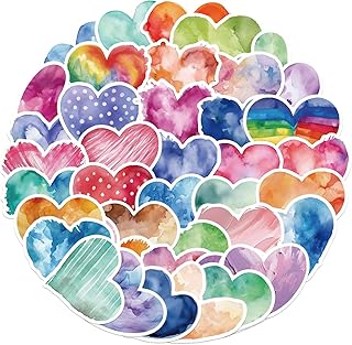 50pcs Love Heart Stickers for Teens Adults Kids Vinyl Waterproof Colorful Heart Decorative Stickers for Water Bottle, Laptop, Scrapbook, Journaling Supplies for Valentine's Day (HeartShaped)