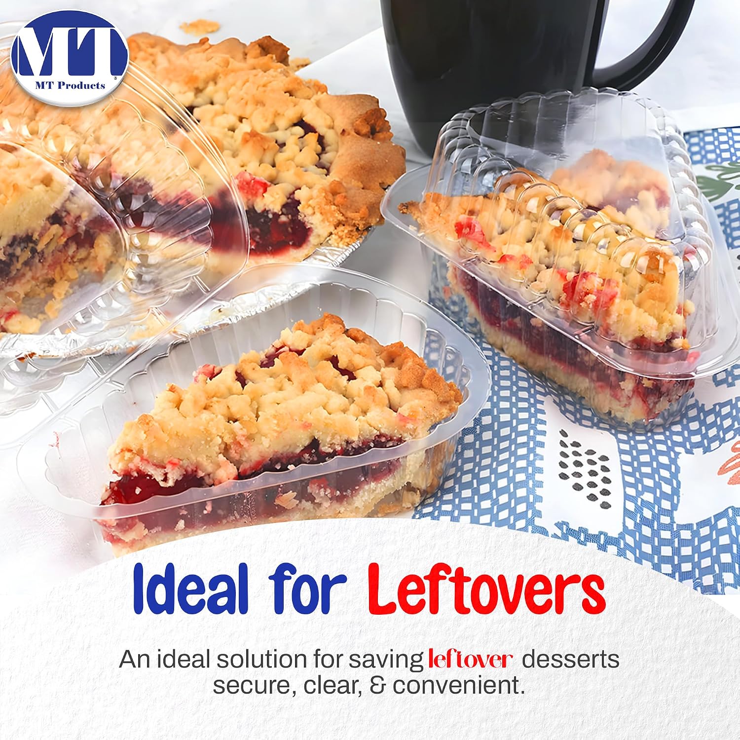 MT Products Hinged Extra Small Plastic Pie, Cheesecake, Cake Slice Container for Small Pies and Cakes (Pack of 20) - Made in The USA