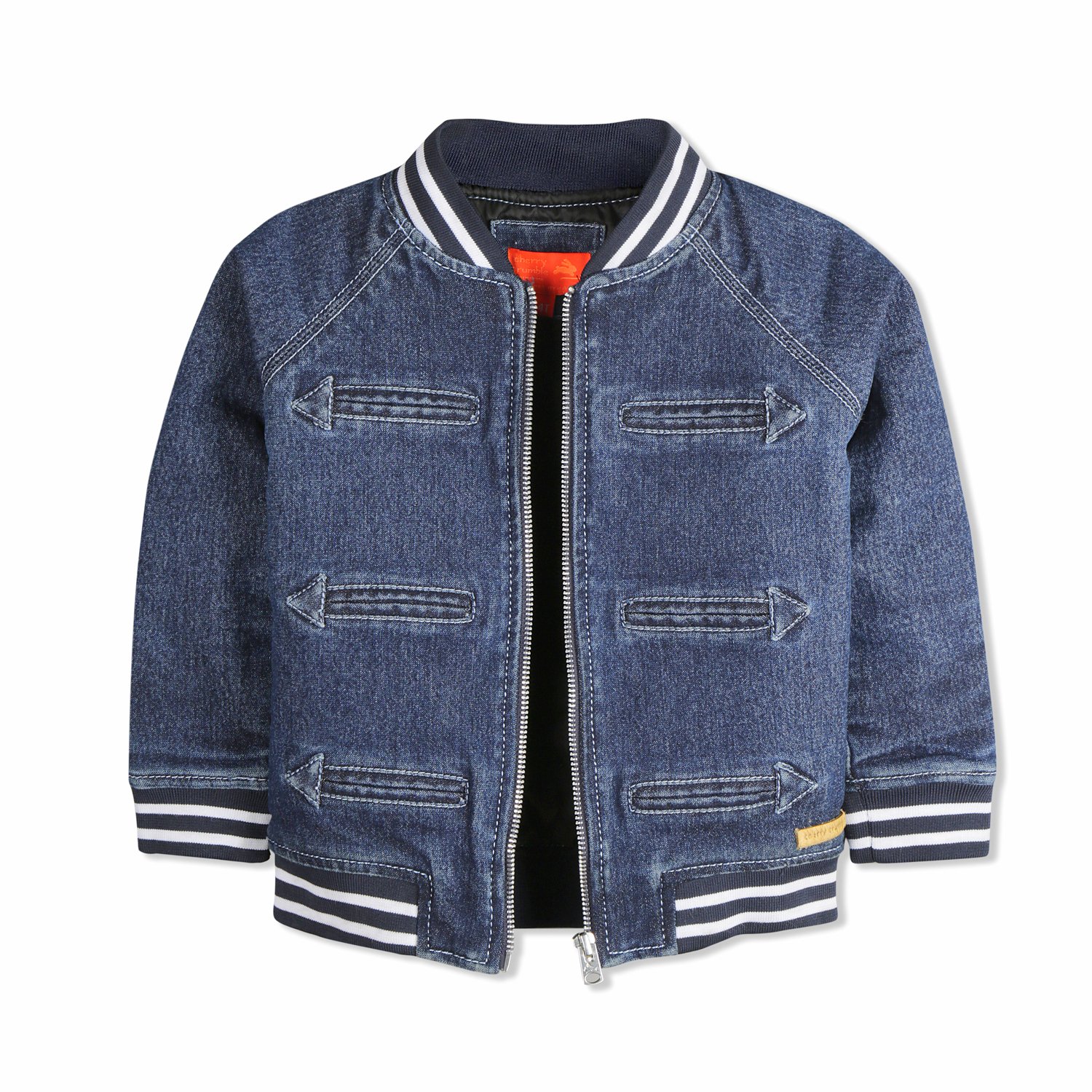 Cherry Crumble Blue Denim Cotton Blend Full Sleeves Mandarin Collar Casual Wear Regular Fit Winter Jacket For Boys And Girls