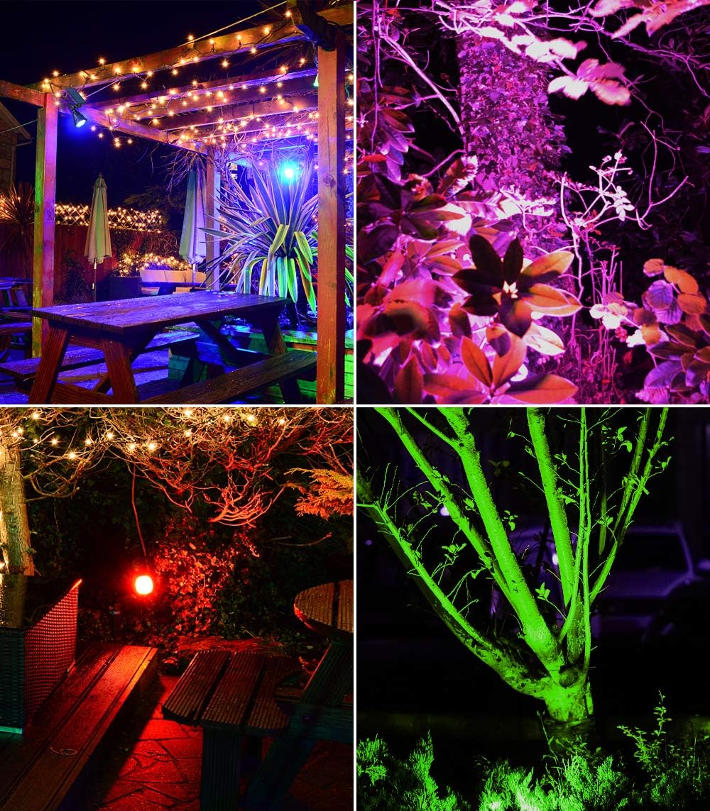 Solar Spot Lights Outdoor, 9 Color Modes, 18 LED Spotlight, 600LM Landscape Lights, Solar Powered for Garden, Yard, Driveway, Tree, Christmas, Halloween Decor (4 Pack)