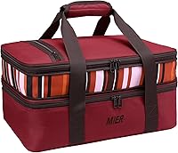 Vista 9 de MIER - Bolsa aislada doble para cacerolas con capacidad para lasaña, perfecta para fiestas de comida, picnic, playa, se adapta a platos para hornear