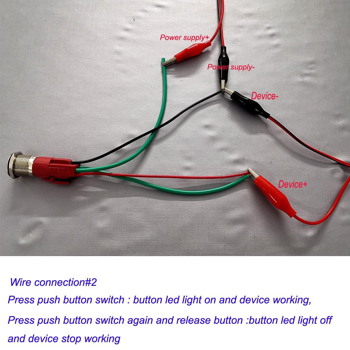 230V Drucktaster Mit Blauer LED - Wasserdichter Metallschalter Mit Kabel