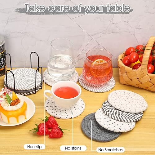 Miniatura 6 de Billbotk 10 posavasos absorbentes para bebidas, juego de posavasos para mesa de café para decoración del hogar, decoración de apartamentos,