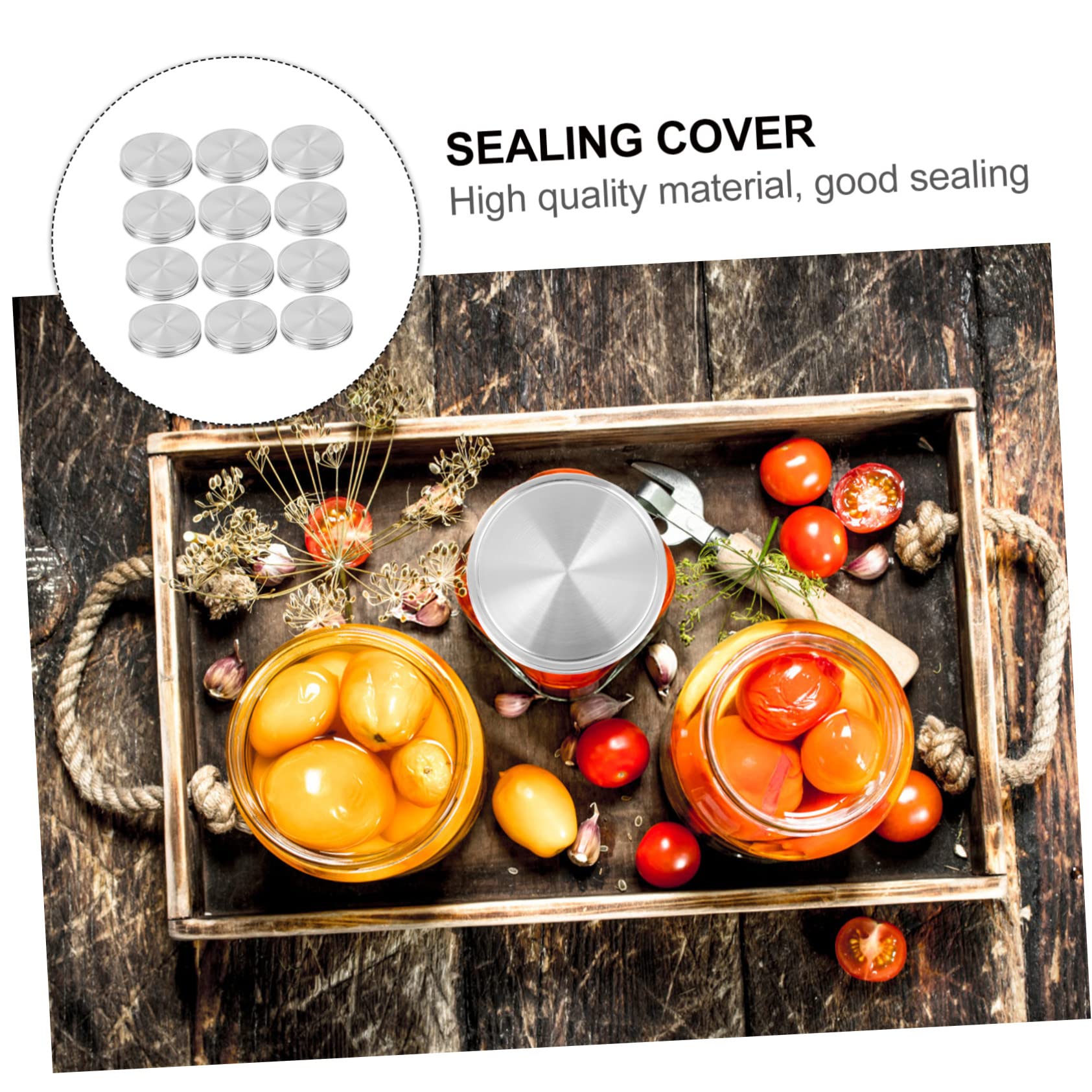 HEMOTON 12pezzi Coperchi Acciaio Inossidabile Con Guarnizione Silicone Copertura Per Barattoli Per Cucina e Conservazione Sicura Alimenti