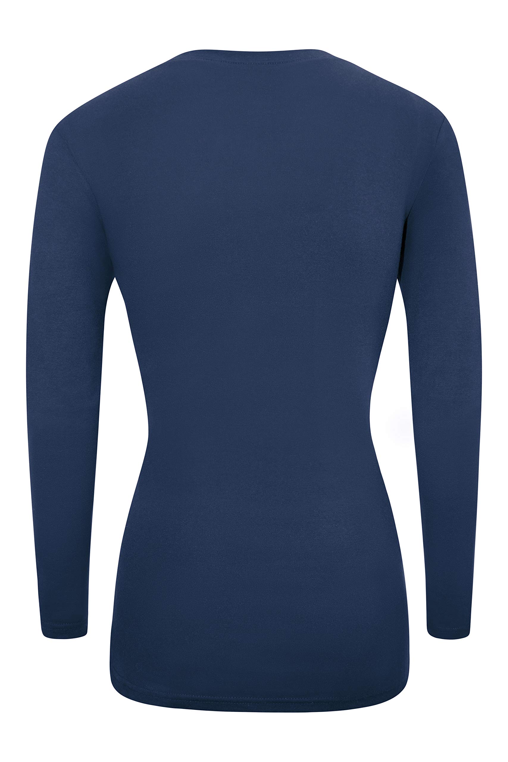 M&M Scrubs Women's Long Sleeve V-Neck Under Scrub Stretch T-Shirt (True Navy Blue, Medium)