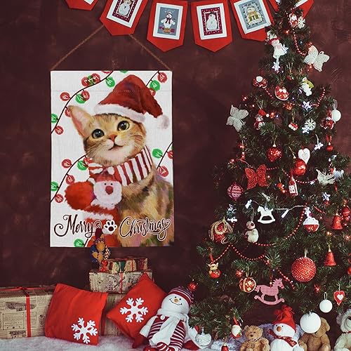 Miniatura 6 de Bandera de jardín de invierno de 28 x 40 pulgadas, de arpillera de doble cara, a cuadros, para decoración navideña de patio y exteriores (28 x 40