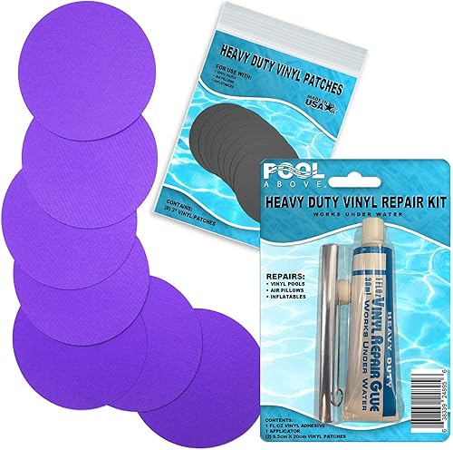 Miniatura 15 de Kit de parches de reparación de vinilo resistente para reparación de revestimientos de piscina sobre el suelo; inflables de pegamento y parches; Azul