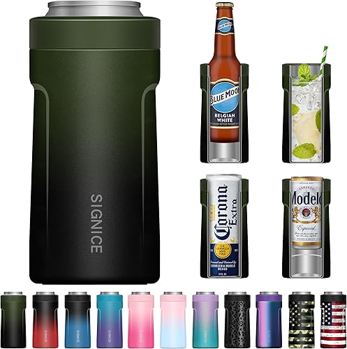 Miniatura 38 de Enfriador de latas universal aislado 3 en 1 – Aislador al vacío de doble pared de acero inoxidable delgado para botellas de cerveza de lata regular