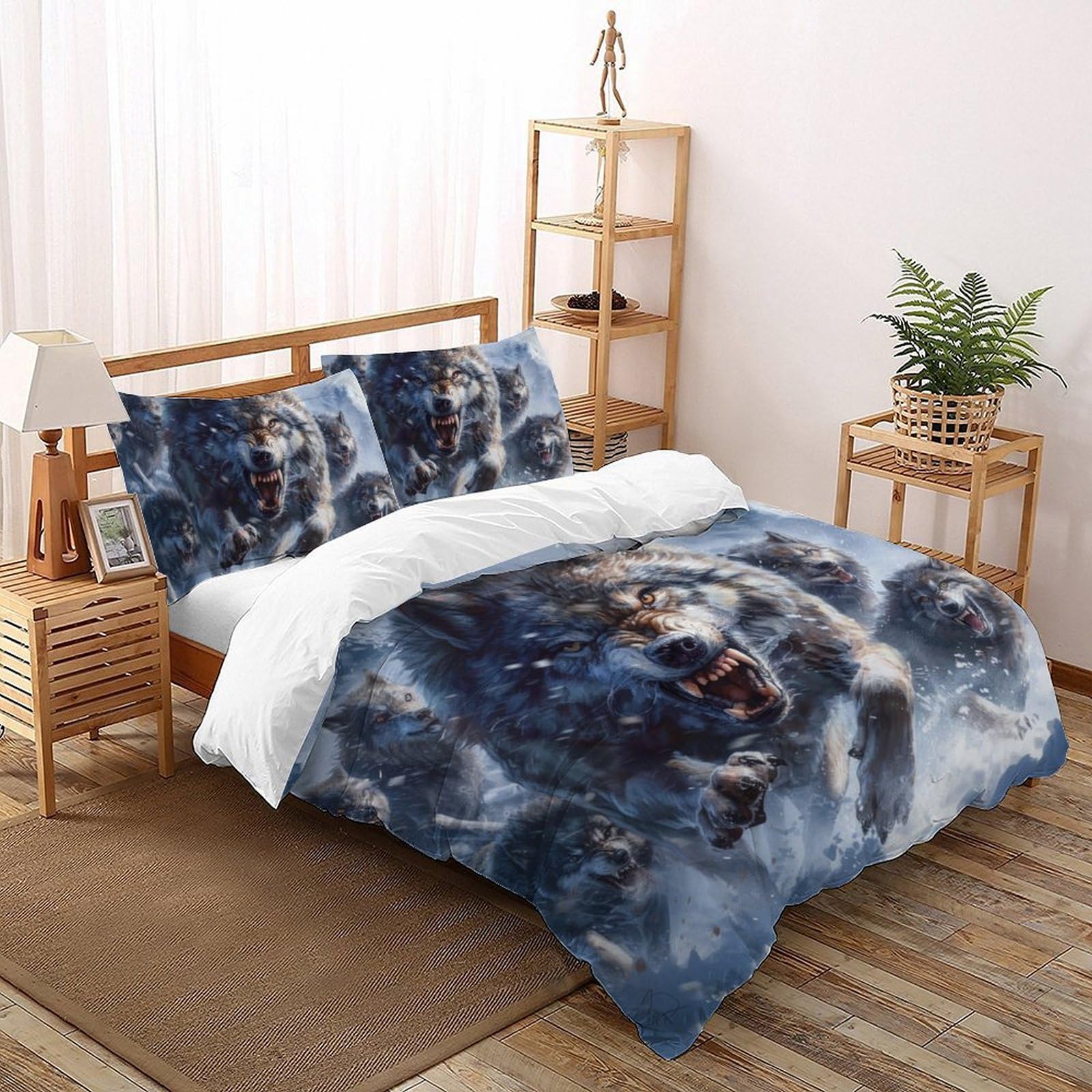 Housse de couette loup 200x200 fermeture éclair pour en finir avec le repassage