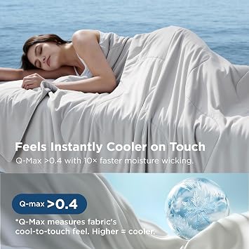Bedsure Cooling Blanket Queen Size - Lightweight, Large, Grey, 240x220 cm