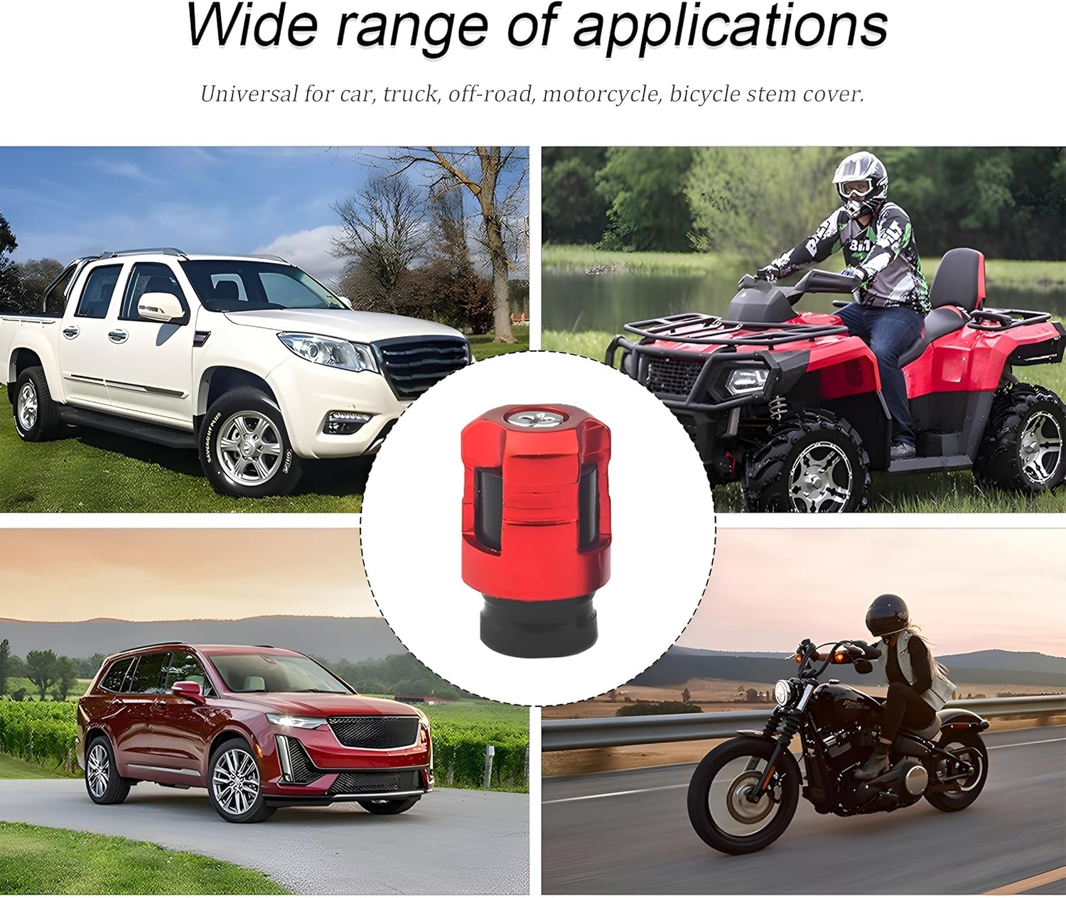 HZEL Car Tire Valve Stem Caps, 4PCS Aluminum Alloy Vehicle Air Caps Cover, Corrosion Resistant Leakproof Automobile Wheel Valve Stem Cover, Universal for Sedans Trucks Motorcycles (Red) - Image 6