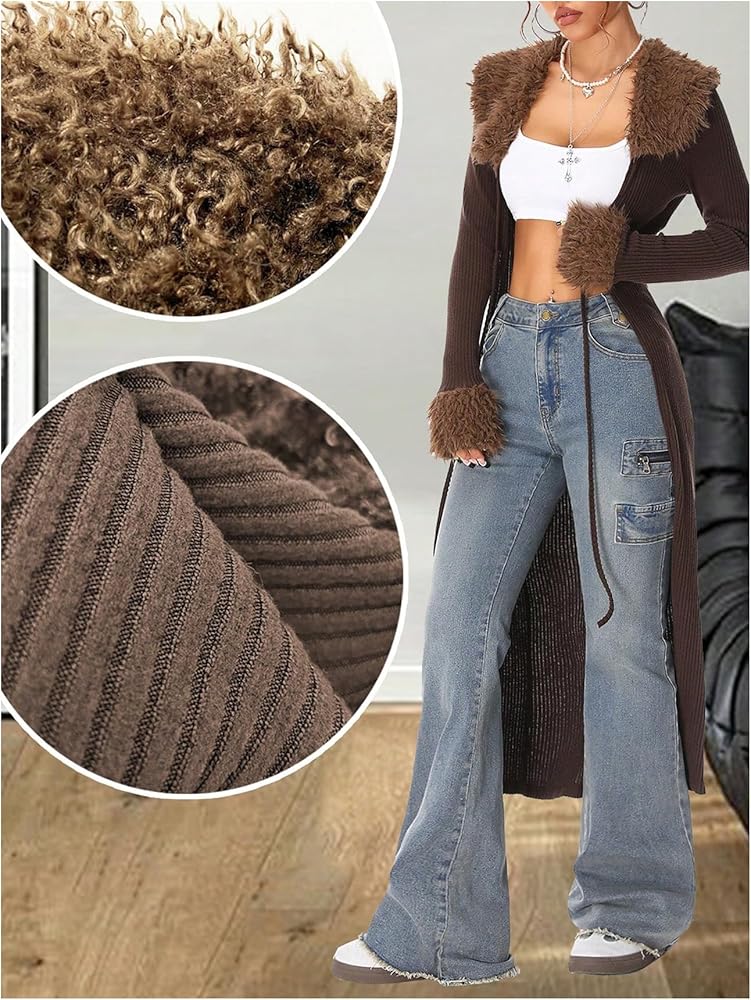 メルヴィンス SHAGGY CARDIGAN ブラウン サイズL S3075 MLVINCE(メルヴィンス)24AW/秋冬 刺し子デニム&シャギーカーディガンが