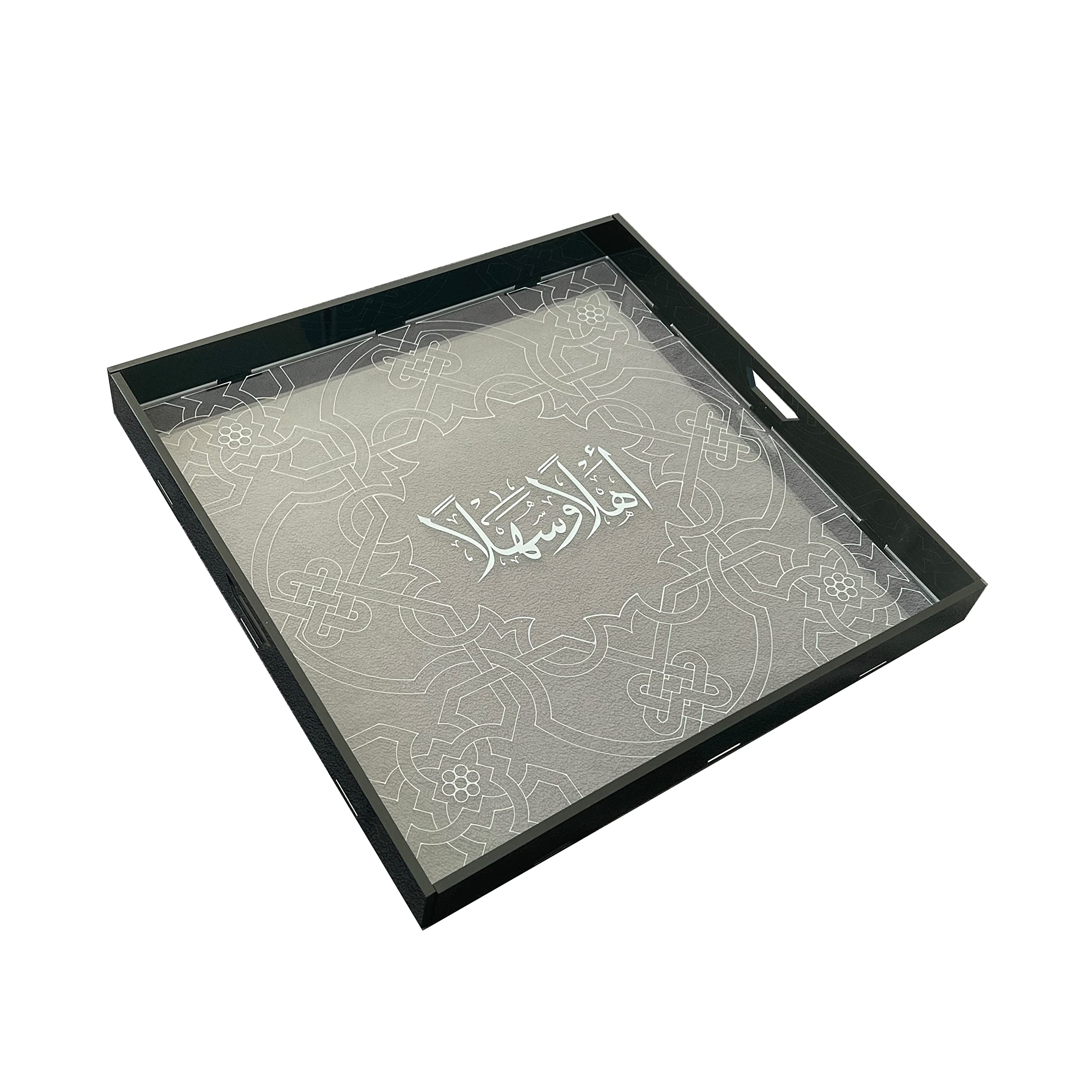 AMBM Clear Acrylic Tray - 40cm x 40cm. Spillproof Design Makes This the Perfect Large Serving Tray, Bathroom Tray, Coffee Table Tray, Bed Tray or Decorative Tray