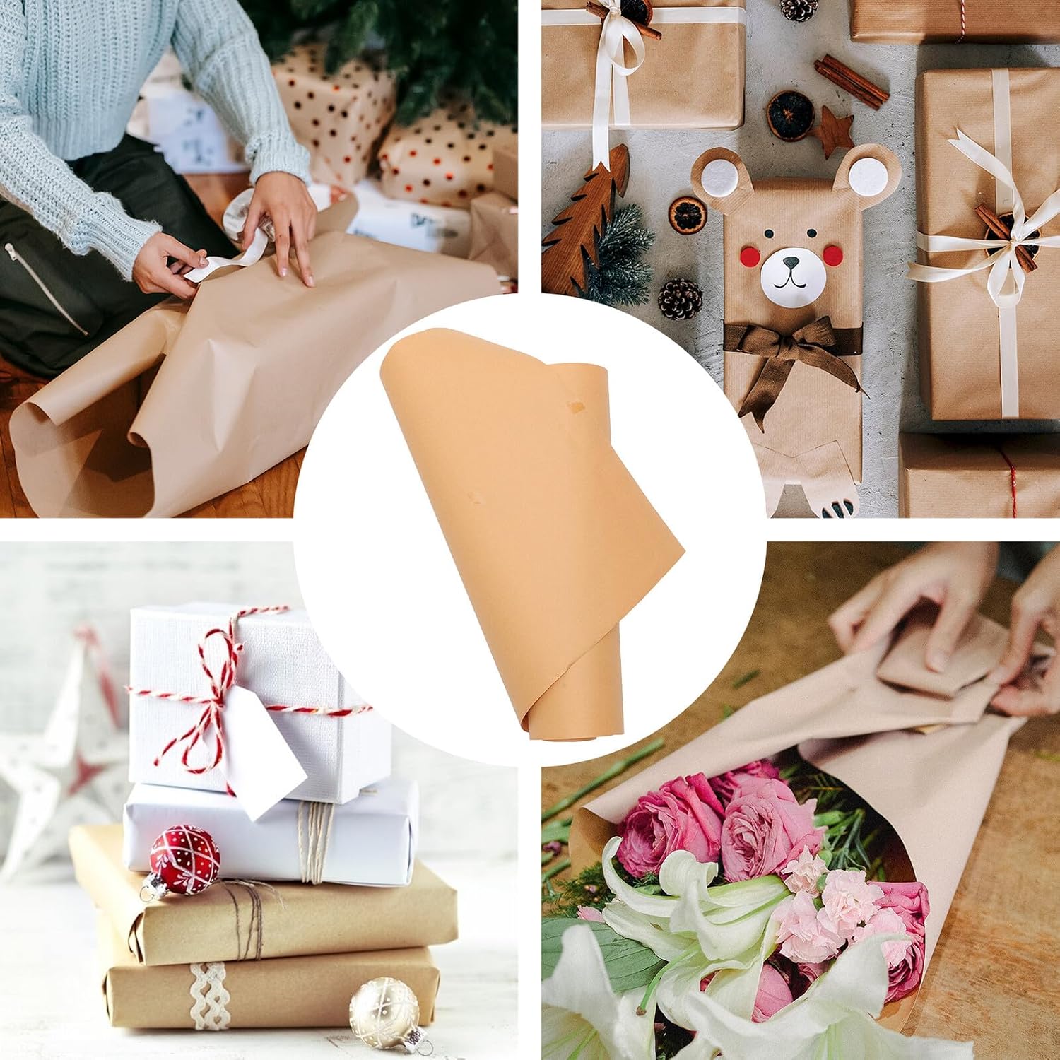 Unomor Brown Kraft Paper Roll Lightweight Wrapping and Packing Paper for DIY Crafts Wrapping Birthday Wedding Christmas and Holiday Use