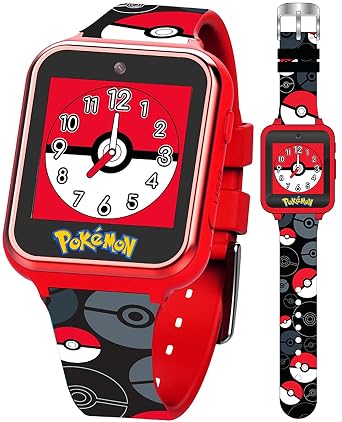 Accutime Pokemon Pokeball Touchscreen Kids Smart Watch - Red Interactive Educational Toy Watch with Camera, Alarm, Calculator for Boys & Girls - POK4230AZ