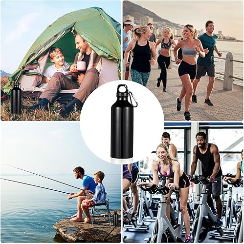 Miniatura 7 de 24 botellas de agua de aluminio de 17 onzas, botellas reutilizables de aluminio con clips, paquete múltiple de agua ligera para deportes, fácil de