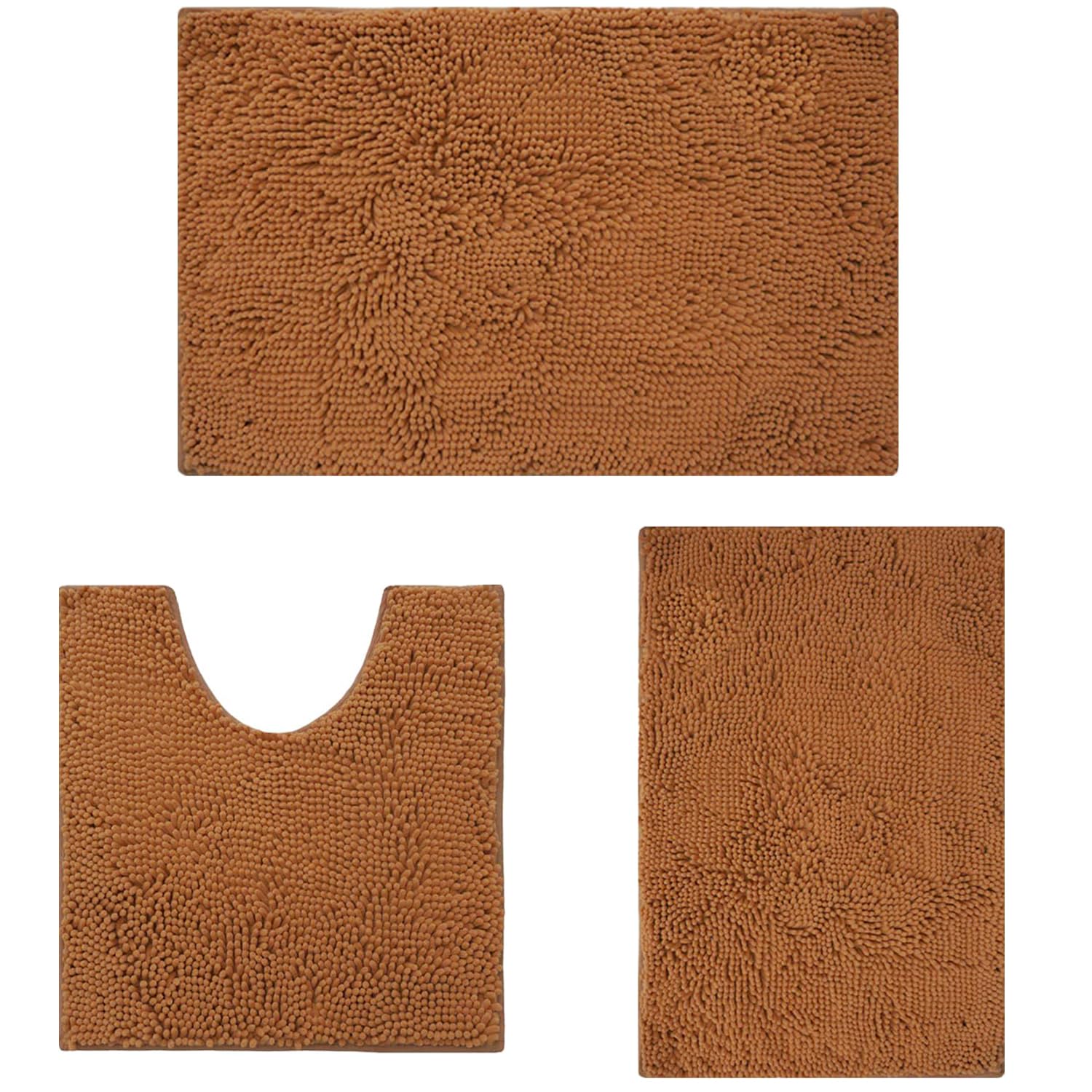 Flotstiga Bathroom Rugs Sets 3 Piece,Super Absorbent Soft,Thick,Machine Washable Chenille Bath Mat,Non Slip Toilet Floor Rug,Bath Mats for Bathroom,