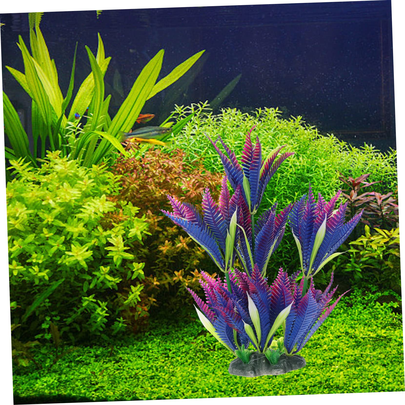 Sosoport Lot De 5 Plantes Aquatiques Pour Aménagement Paysager D'Aquarium Grandes Plantes D'Aquarium Gazon Artificiel Pour Aquarium Faux Poissons Herbe Aquatique Décorative