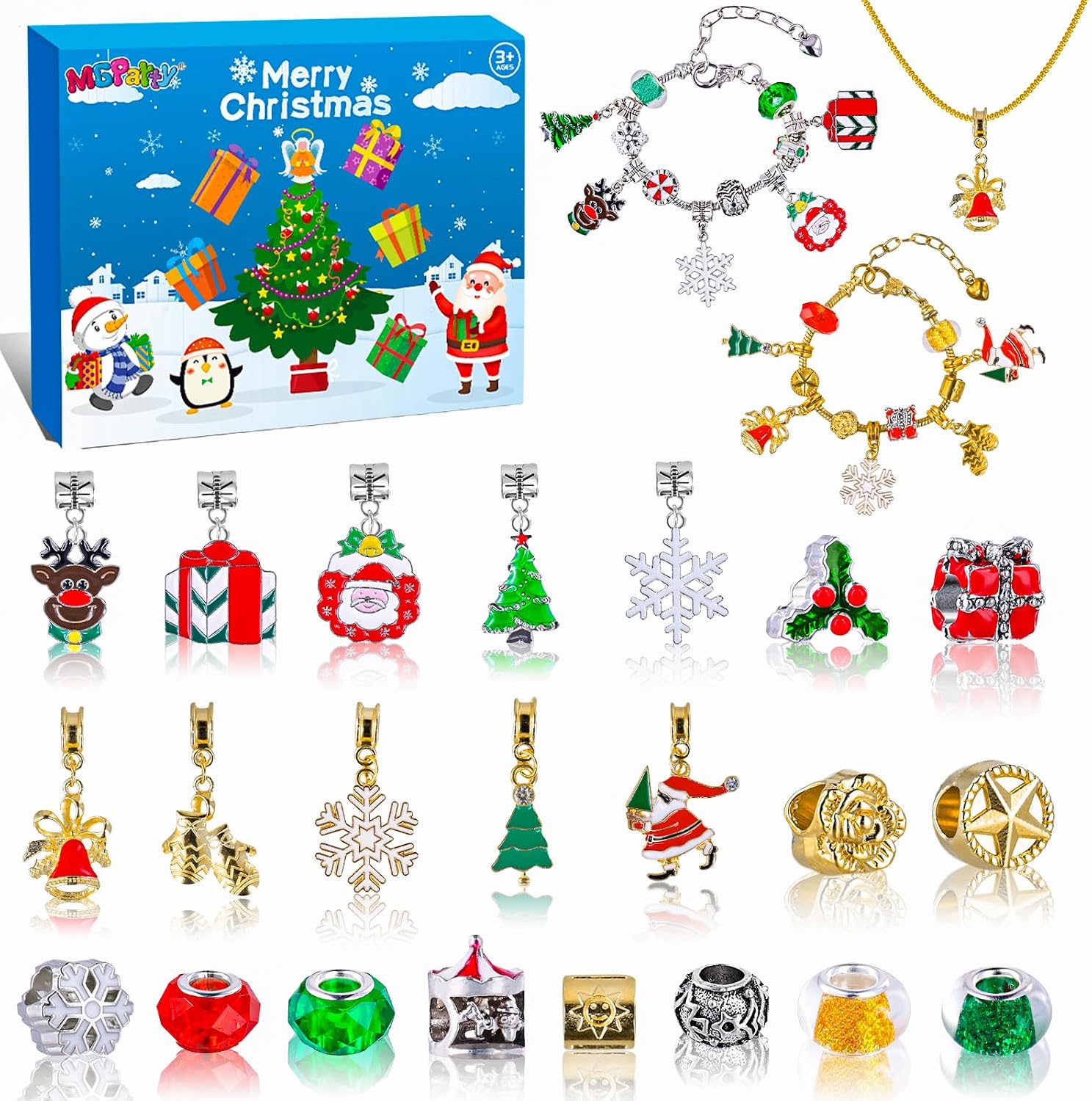Advent Calendar Bracelets 2026, 24-Day Christmas Countdown with DIY Charm Bracelets & Necklace Set, Ideal Advent Calendar 2026 Teen Girls Gift