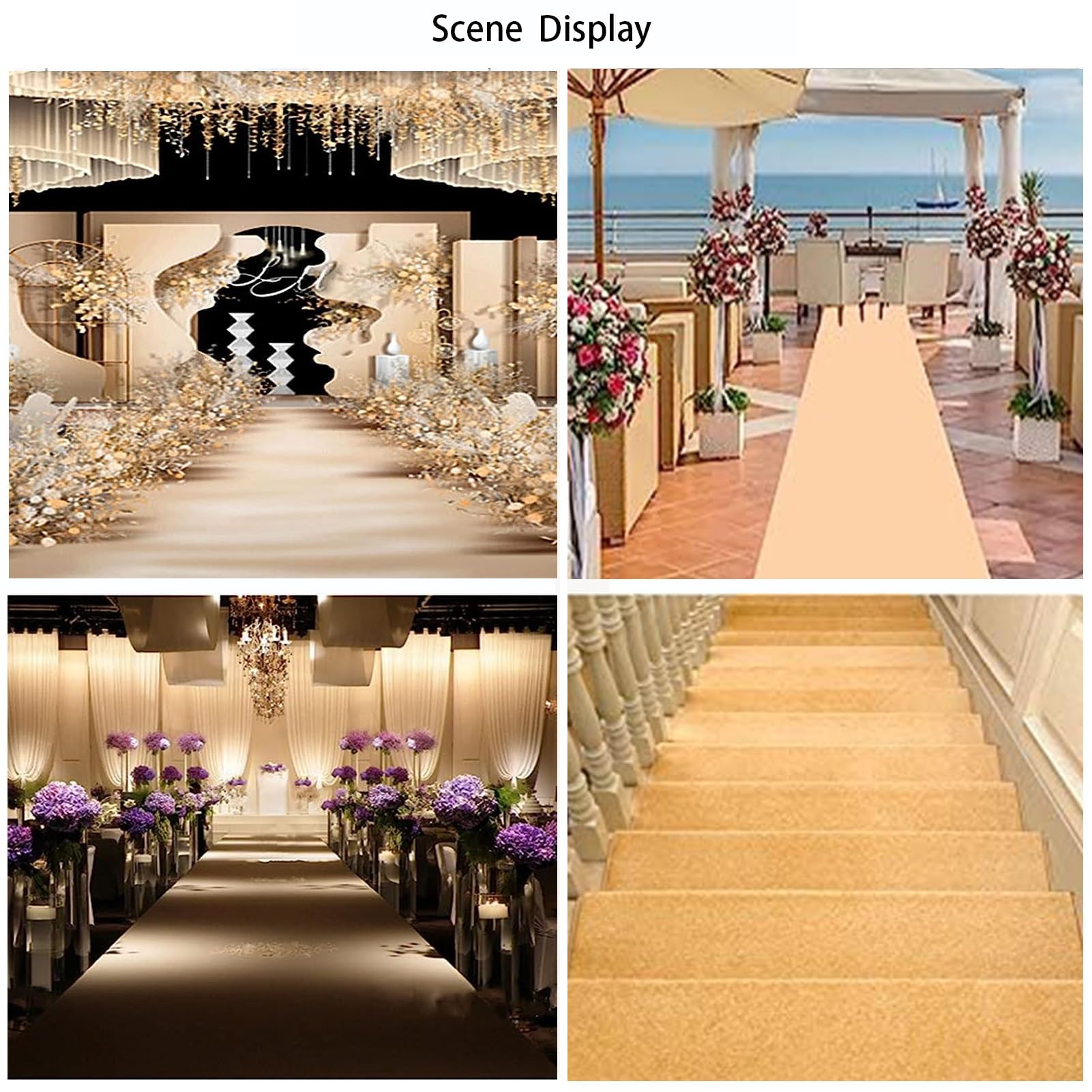 Champagnerfarbener Teppichläufer 2mm dick Hochzeitsgang Läufermatte rutschfester Braut Gehweg Laufsteg Teppich für Hochzeit, Kirchenparty, Außen- oder Innendekoration, schneidbar ( Size : 1.2x30m )