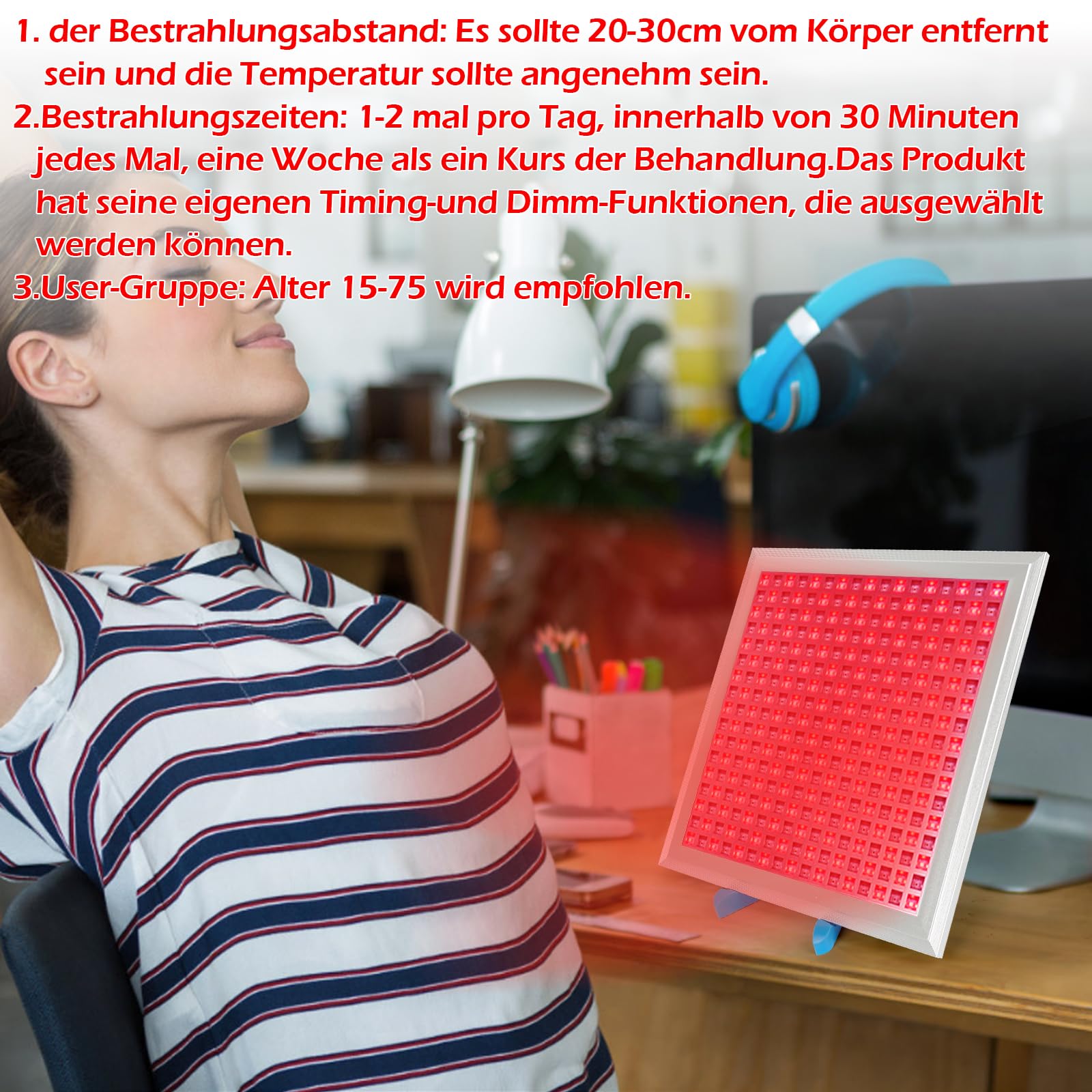 Dispositivo de terapia de luz roja para cuerpo, 150 W, lámpara de luz infrarroja cercana, 660 nm 850 nm, con 289 ledes de alto rendimiento para la recuperación, mejora el sueño, alivio del dolor