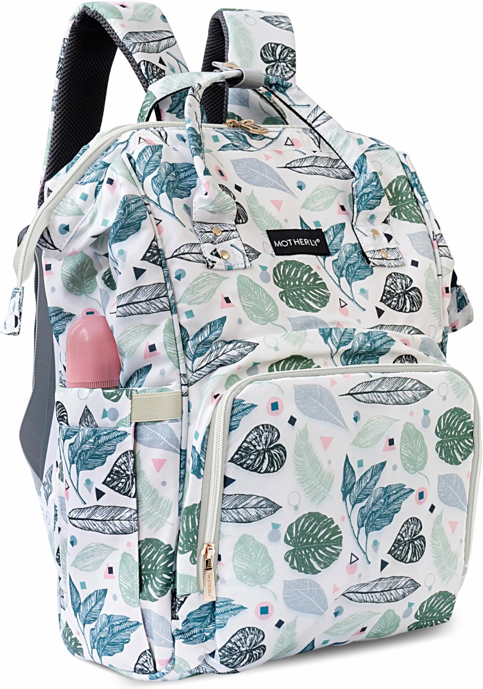 Motherly Elegant Diaper Bag for Mothers for Travel, Maternity Bag for Newborn Baby, Mothers Travelling Bag, Multipocket Baby Bag, Hospital Bag for Moms with Warranty (Green Leaf)