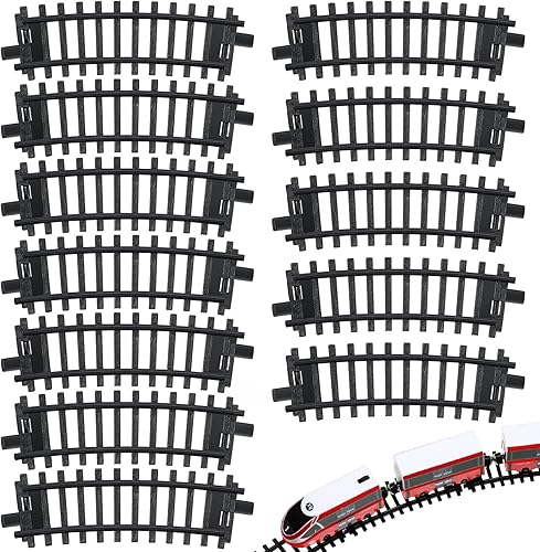 Liliful 12 piezas de accesorios de vías de tren de plástico, construcción de ferrocarril, modelo de juguete, vías de ferrocarril con 24 botones a