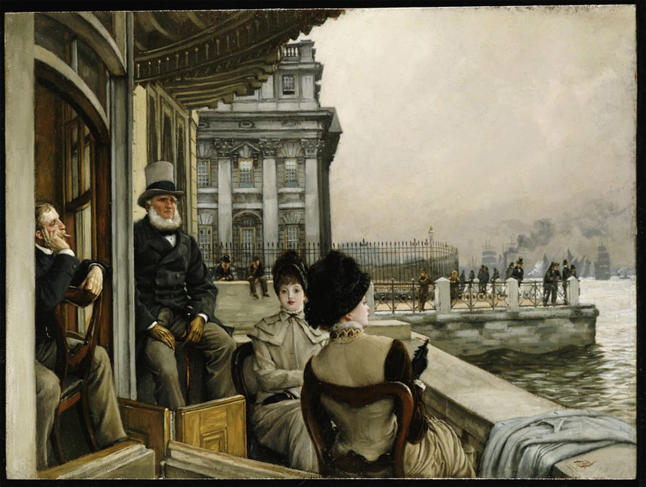 Rzhrhjes No Frame Retro Picture Portrait Oil Painting Modern Wall Artwork The Terrace Of The Trafalgar Tavern Greenwich By Jacques Canvas Poster For Office Decor 60X90cm