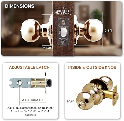Vista 88 de Copper Creek BK2090SS - Pomo para puerta de bola, función simulada, paquete de 2, en acero inoxidable satinado
