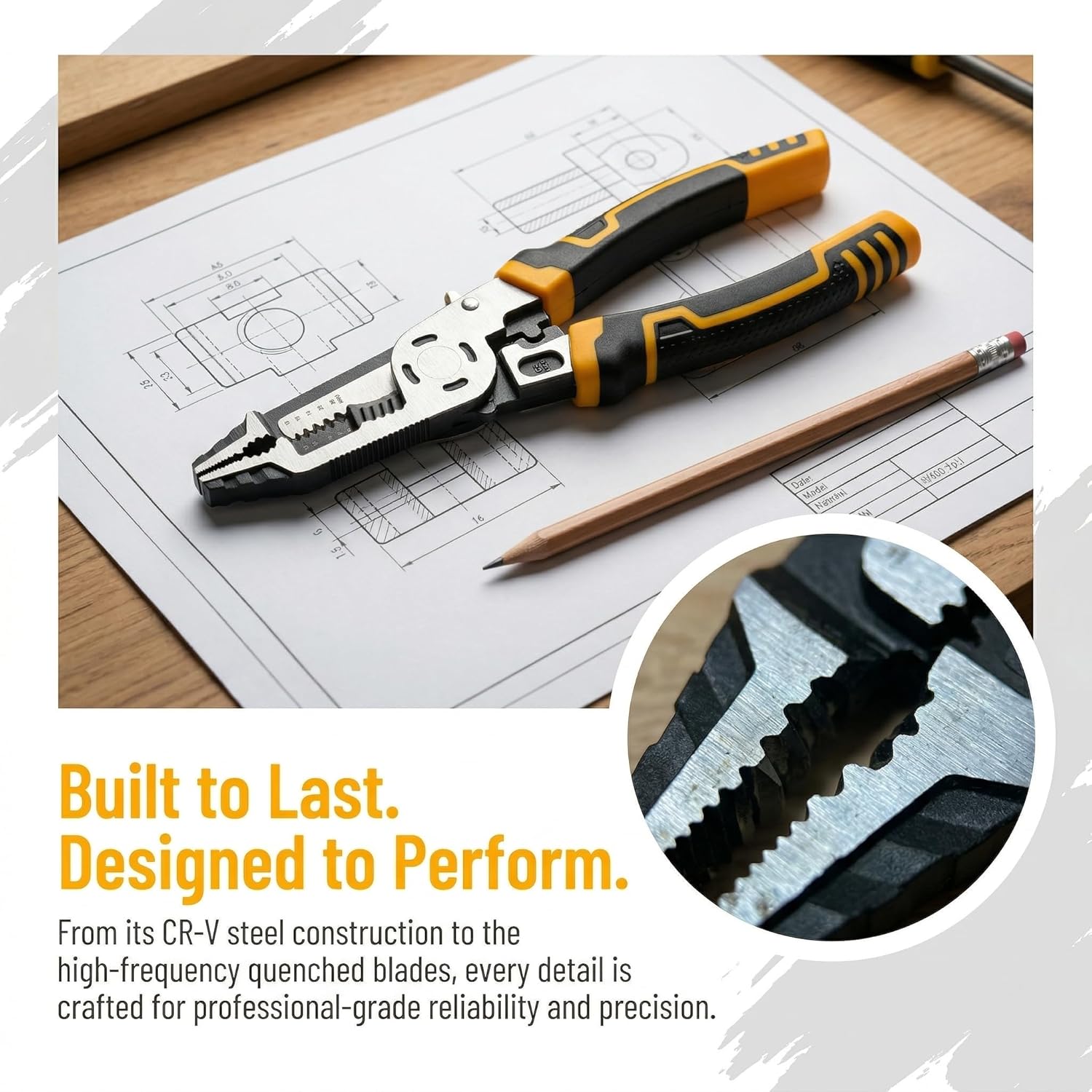 8-in-1 Wire Stripper Tool, 9” CR-V Multi-Function Electrician Pliers Ideal for Stripping, Cutting, Crimping, and Wire Holding. Comfortable Grip for Electricians, Household & DIY Projects