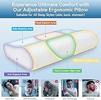Vista 3 de Almohada de espuma viscoelástica tipo sándwich para dormir, almohadas ergonómicas de enfriamiento cervical tamaño Queen, almohada de contorno