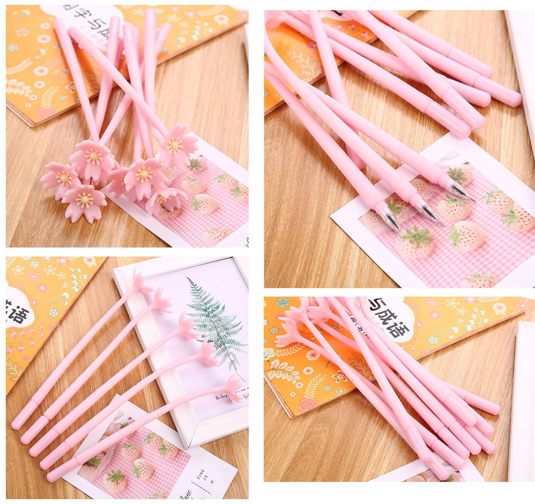 12 Niedliche Kawaii Gelschreiber Mit Rosa Blume – 0,5 Mm Schwarze Tinte Für Schule & Büro